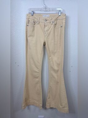 Miss Me Yellow Tan Western High Rise Flare Jeans 10/34